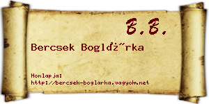 Bercsek Boglárka névjegykártya